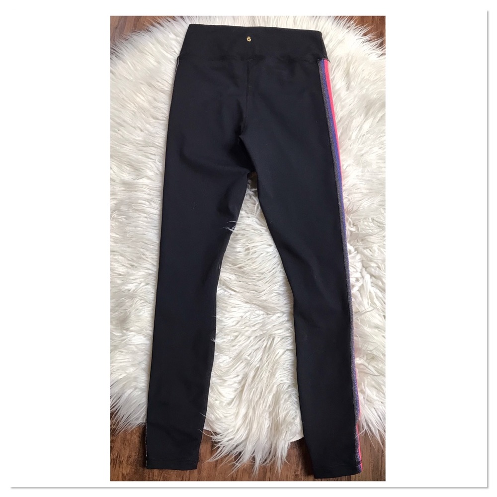 Spiritual Gangster Essential Side Stripe Athletic Leggings Black Pink Size M - Picture 5 of 7
